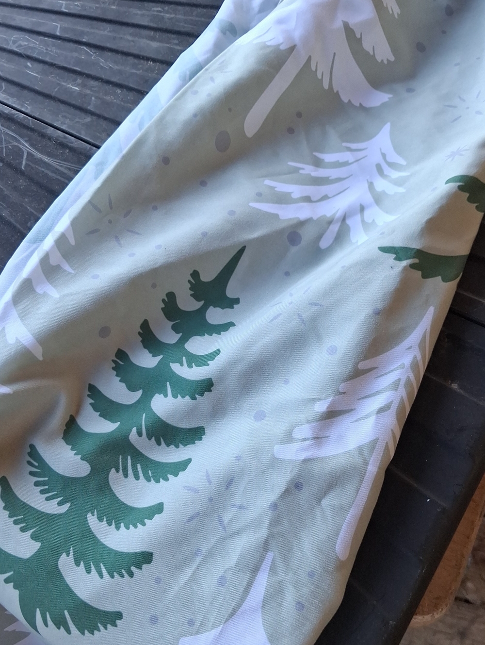 North Pole Shower Curtain Green&White Xmas Trees Pattern